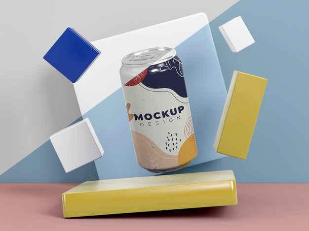 Abstract Can Packaging Mock-Up Psd