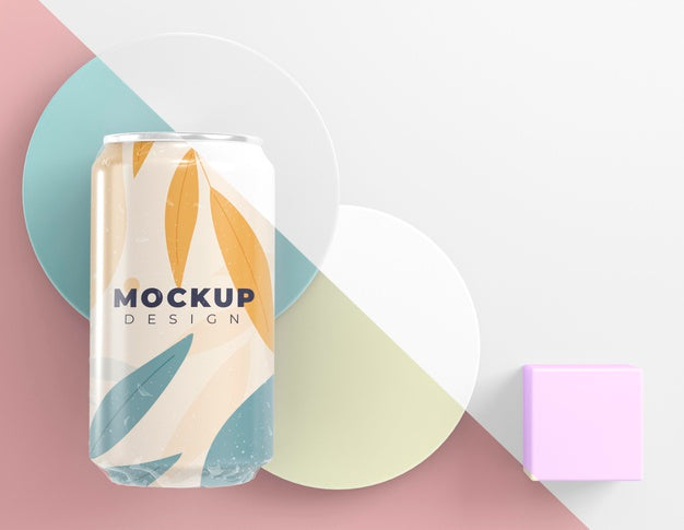Abstract Can Packaging Mock-Up Psd