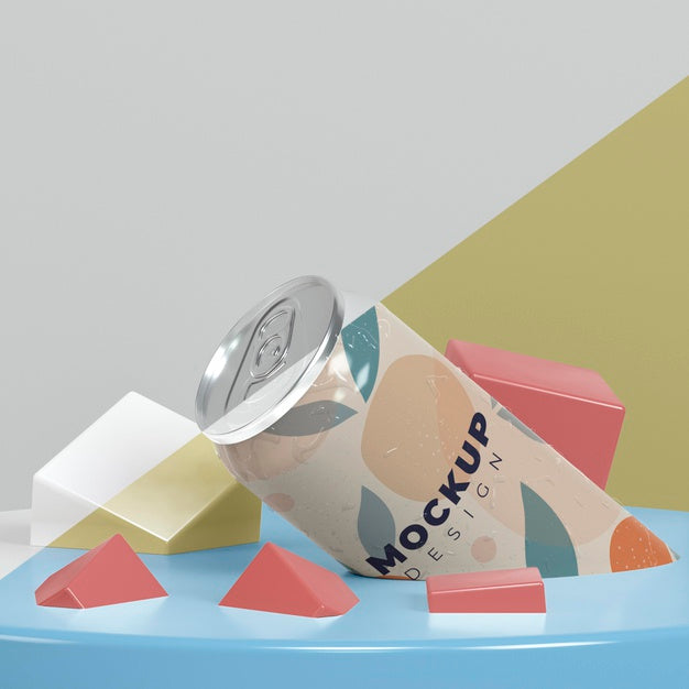 Abstract Can Packaging Mock-Up Psd