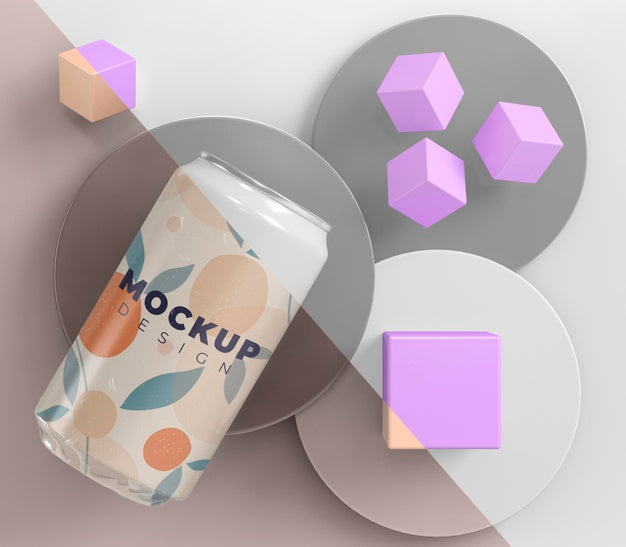 Abstract Can Packaging Mock-Up Psd