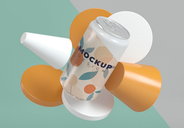Abstract Can Packaging Mock-Up Psd
