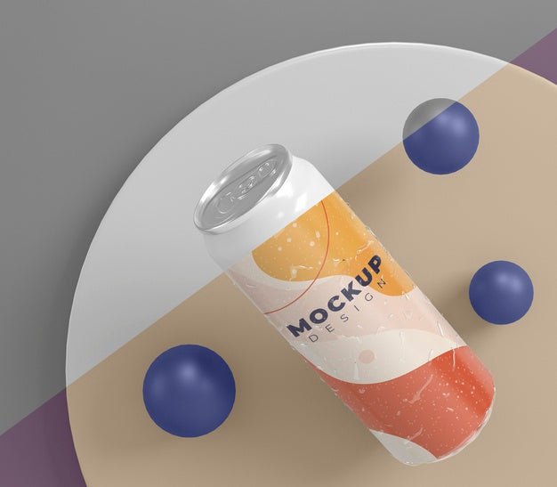 Abstract Can Packaging Mock-Up Psd