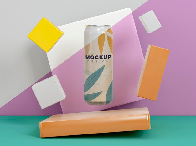 Abstract Can Packaging Mock-Up Psd