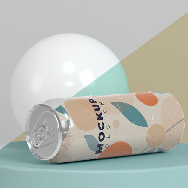 Abstract Can Packaging Mock-Up Psd