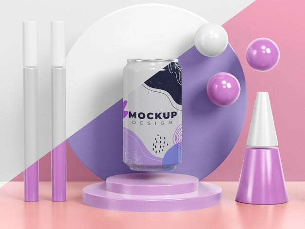Abstract Can Packaging Mock-Up Psd