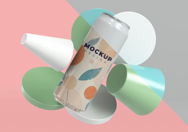 Abstract Can Packaging Mock-Up Psd