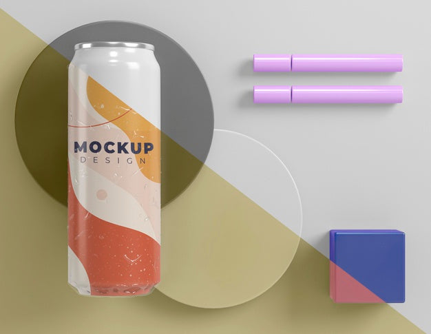Abstract Can Packaging Mock-Up Psd