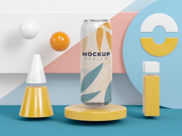 Abstract Can Packaging Mock-Up Psd