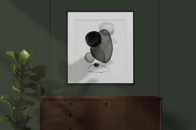 Abstract Paint In A Picture Frame Mockup Psd