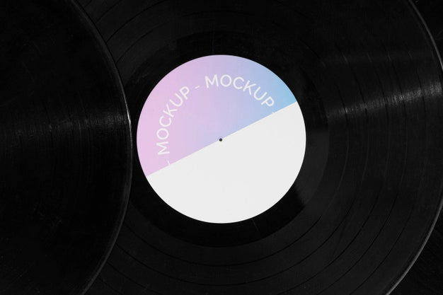 Abstract Retro Vinyl Disk With Packaging Mock-Up Psd