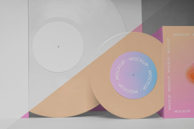 Abstract Retro Vinyl Disk With Packaging Mock-Up Psd