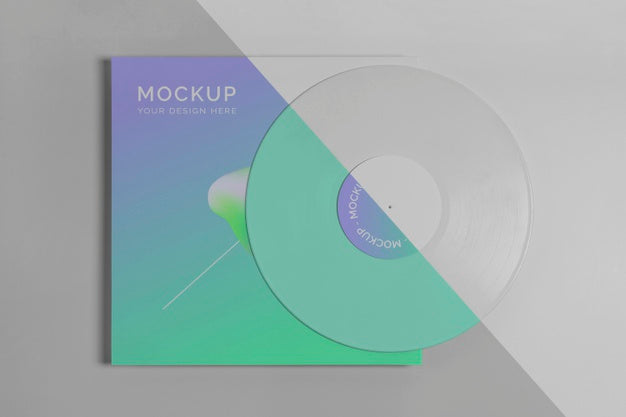 Abstract Retro Vinyl Disk With Packaging Mock-Up Psd