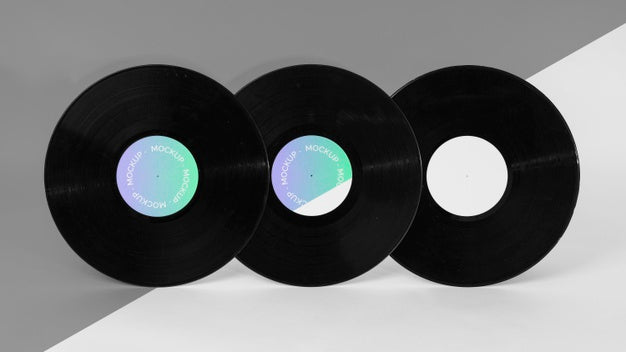 Abstract Retro Vinyl Disk With Packaging Mock-Up Psd