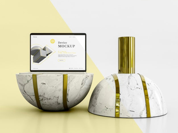 Abstract Stone And Laptop Psd