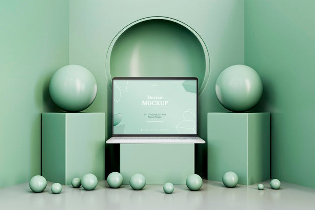 Abstract Stone And Laptop Psd