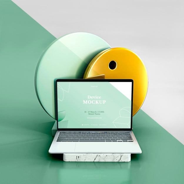 Abstract Stone And Laptop Psd