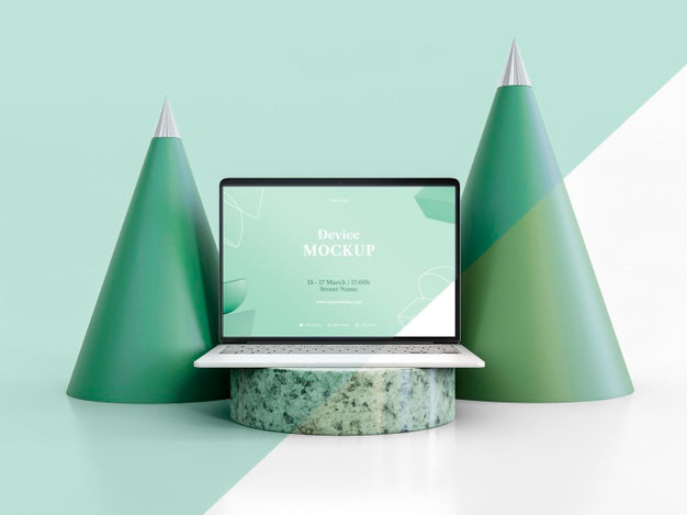 Abstract Stone And Laptop Psd