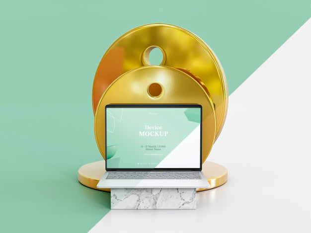 Abstract Stone And Laptop Psd