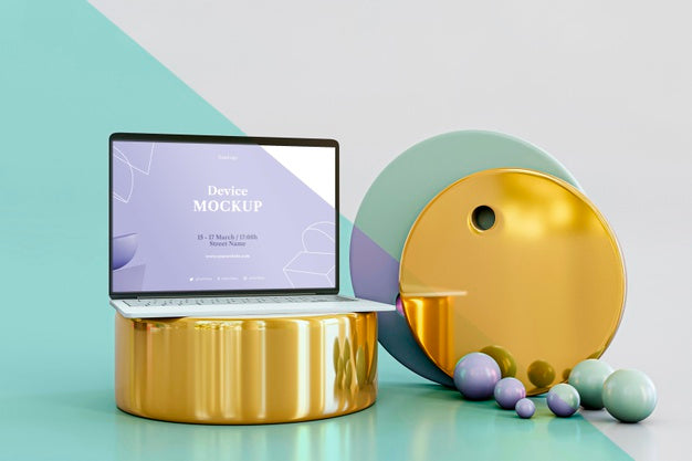 Abstract Stone And Laptop Psd