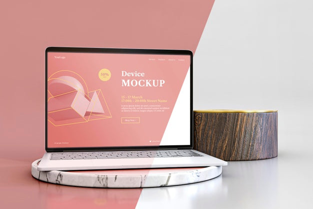 Abstract Stone And Laptop Psd