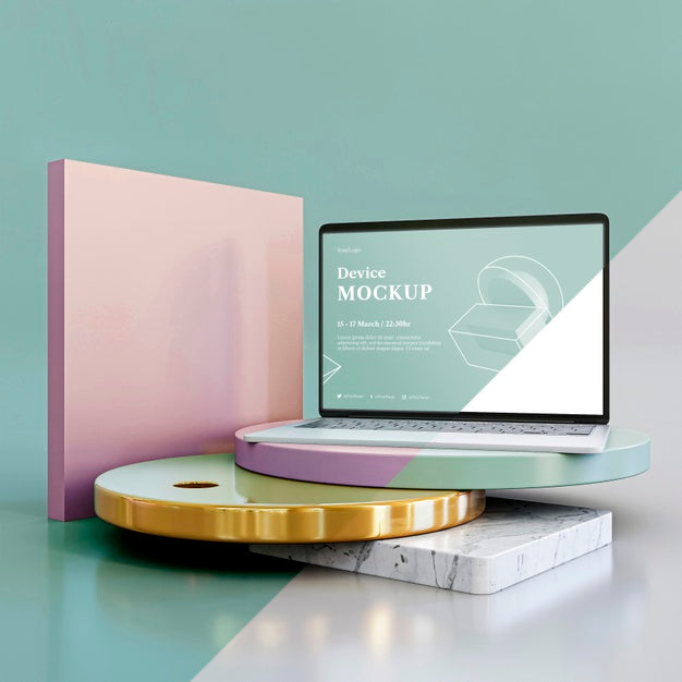 Abstract Stone And Laptop Psd