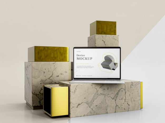 Abstract Stone And Laptop Psd