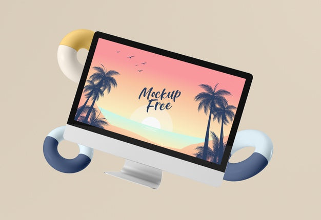 Abstract Summer Concept With Screen Psd