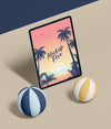 Abstract Summer Concept With Tablet Psd
