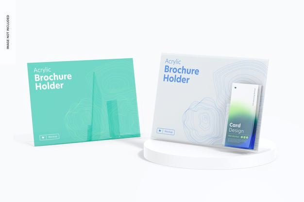 Acrylic Brochure Holder Mockup, Right View Psd