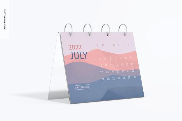 Acrylic Calendar Mockup, Left View Psd