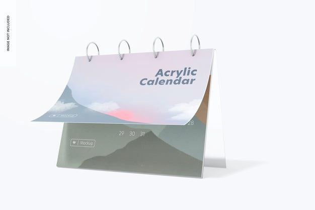 Acrylic Calendar Mockup, Right View Psd