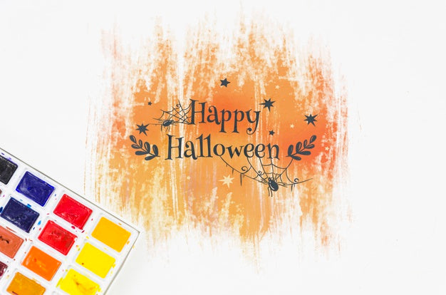 Acrylic Pallette And Halloween Draw Psd