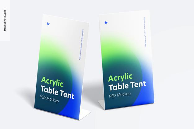 mockup table tent Acrylic Table Tents Mockup, Front View Psd