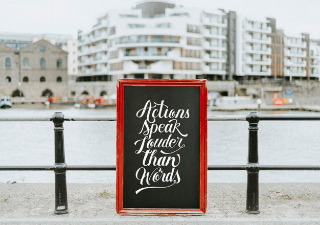 Actions Speak Louder Than Words Board Mockup Psd