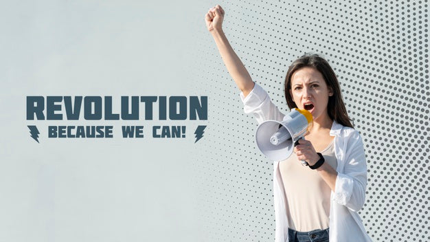 Activist Shouting Through Megaphone Psd