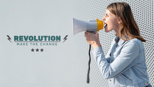 Activist Shouting With Megaphone Psd