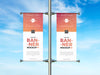 Advertising Lamp Post Banner Mockup