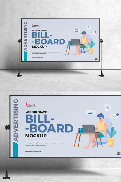 Large Billboard Mockup On Blue Sky With Clouds Psd - Mockup Hunt