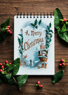 Aerial View Of Christmas Card On Wooden Table Psd