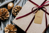 Aerial View Of Gift Box With A Tag Mockup Psd