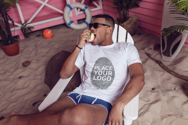 African Man T-Shirt Mock-Up Psd