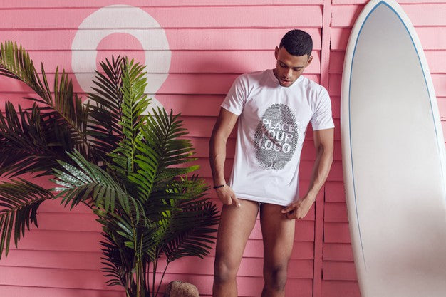 African Man T-Shirt Mock-Up Psd