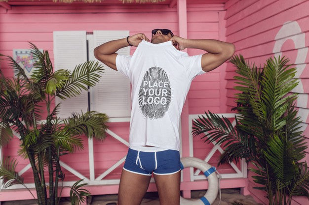 African Man T-Shirt Mock-Up Psd