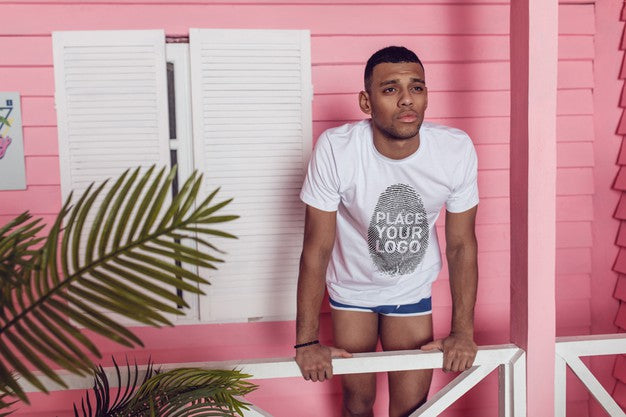 African Man T-Shirt Mock-Up Psd