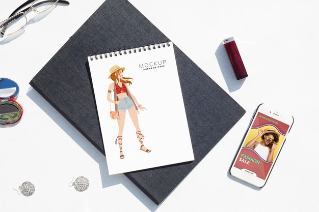 Agenda And Mobile On Workspace Mock-Up Psd