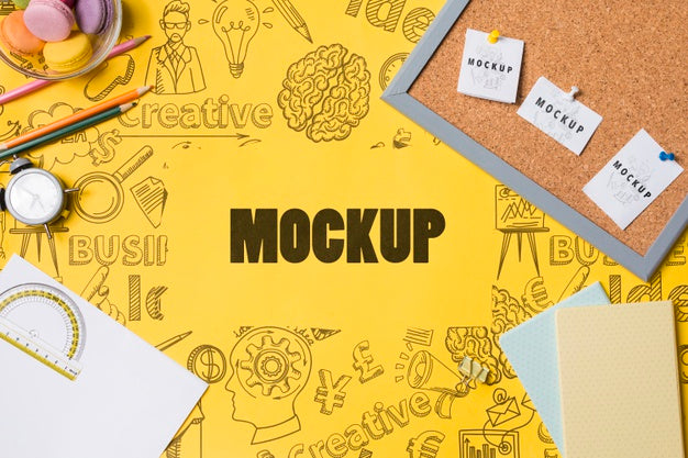 Agenda And Useful Tools On Desk Concept Psd