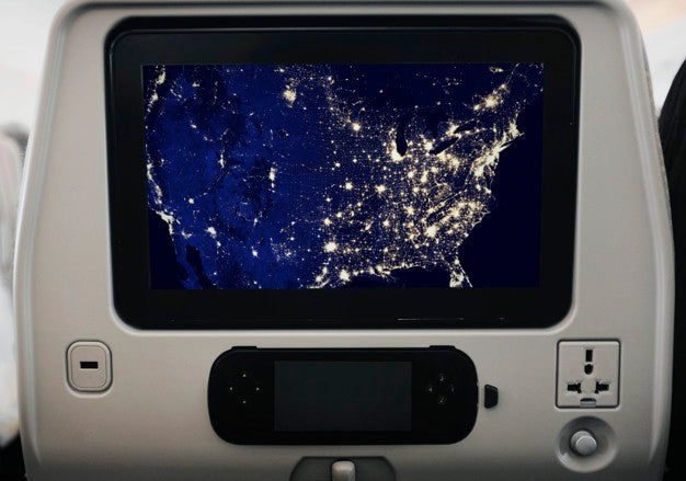 Airplane Screen Mockup With A Power Outlet Psd