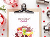 Alcoholic Drinks With Clipboard Mock-Up Psd
