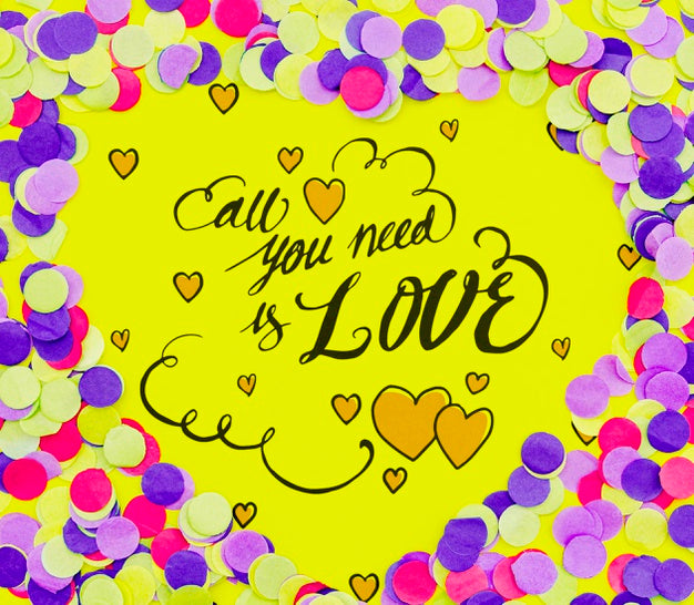 All You Need Is Love Quote Confetti Frame Shape Psd