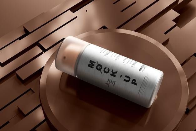 Aluminum Body Cosmetic Pump Bottle Mockup Psd